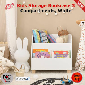 Kids Storage Bookcase 3 Compartments, White