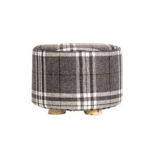 Fabric Ottoman Round Wooden Leg Foot Stool - Lattice - Image 2