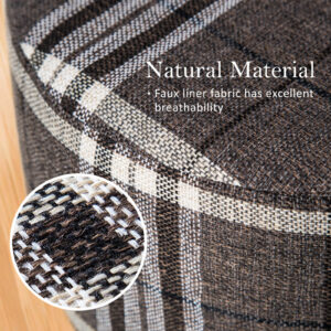 Fabric Ottoman Round Wooden Leg Foot Stool - Lattice - Image 4