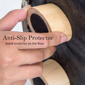 Fabric Ottoman Round Wooden Leg Foot Stool - Lattice - Image 8
