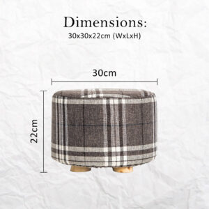Fabric Ottoman Round Wooden Leg Foot Stool - Lattice - Image 12