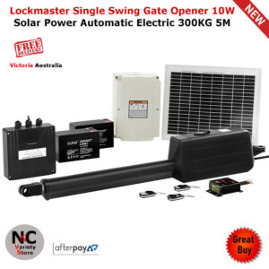 Lockmaster Single Swing Gate Opener 10W Solar Power Automatic