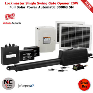 Lockmaster Single Swing Gate Opener 20W Full Solar Power