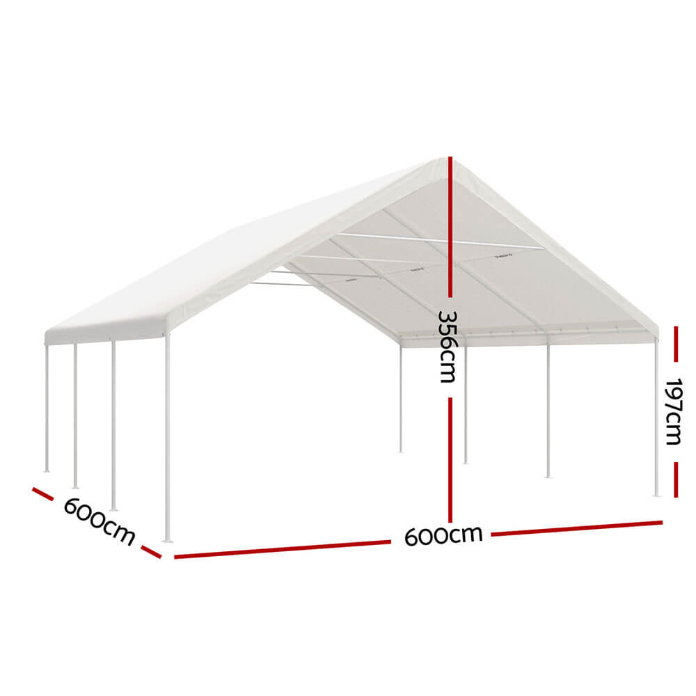 Instahut Carports 6X6M Carport Kits Steel Shelter Gazebo – Nice N Cheap Variety Store Instahut Carports 6X6M Carport Kits Steel Shelter Gazebo - Image 3