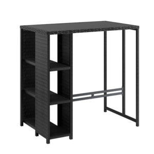 Gardeon Outdoor Bar Table Wicker Dining Bistro Glass Desk