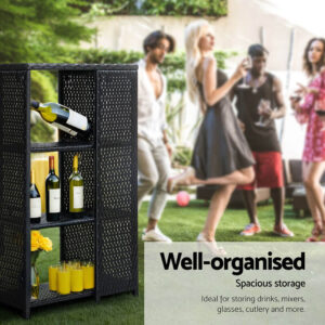Gardeon Outdoor Bar Table Wicker Dining Bistro Glass Desk