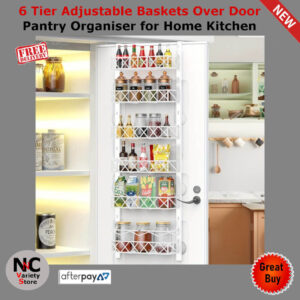6 Tier Adjustable Baskets Over Door Pantry Organiser