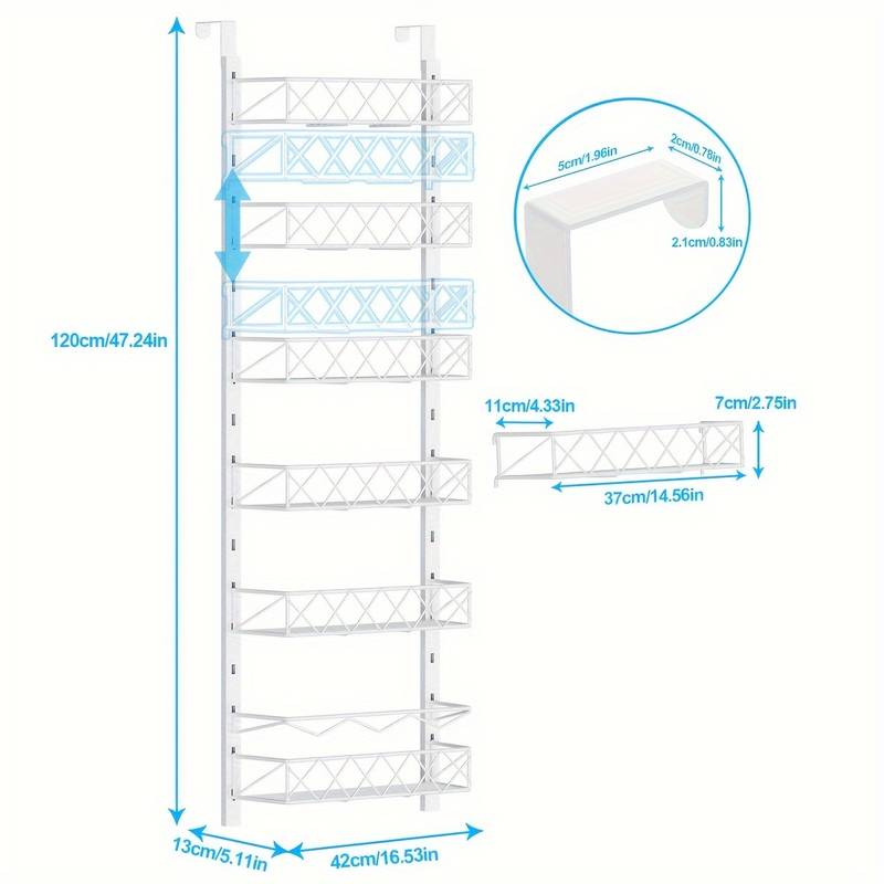 6 Tier Adjustable Baskets Over Door Pantry Organiser – Nice N Cheap Variety Store 6 Tier Adjustable Baskets Over Door Pantry Organiser - Image 3