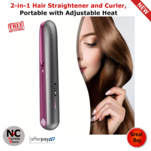 2-in-1 Hair Straightener and Curler, Portable with Adjustable Heat