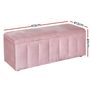 Artiss Velvet Storage Ottoman 103Cm Pink – Nice N Cheap Variety Store Velvet Storage Ottoman