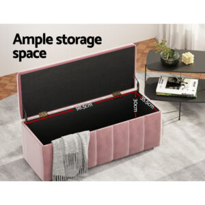 Artiss Velvet Storage Ottoman 103Cm Pink – Nice N Cheap Variety Store Velvet Storage Ottoman