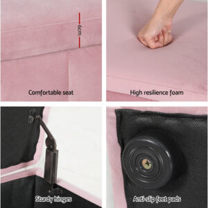 Artiss Velvet Storage Ottoman 103Cm Pink – Nice N Cheap Variety Store Velvet Storage Ottoman
