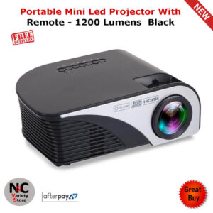 Portable Mini Led Projector With Remote - 1200 Lumens - Black