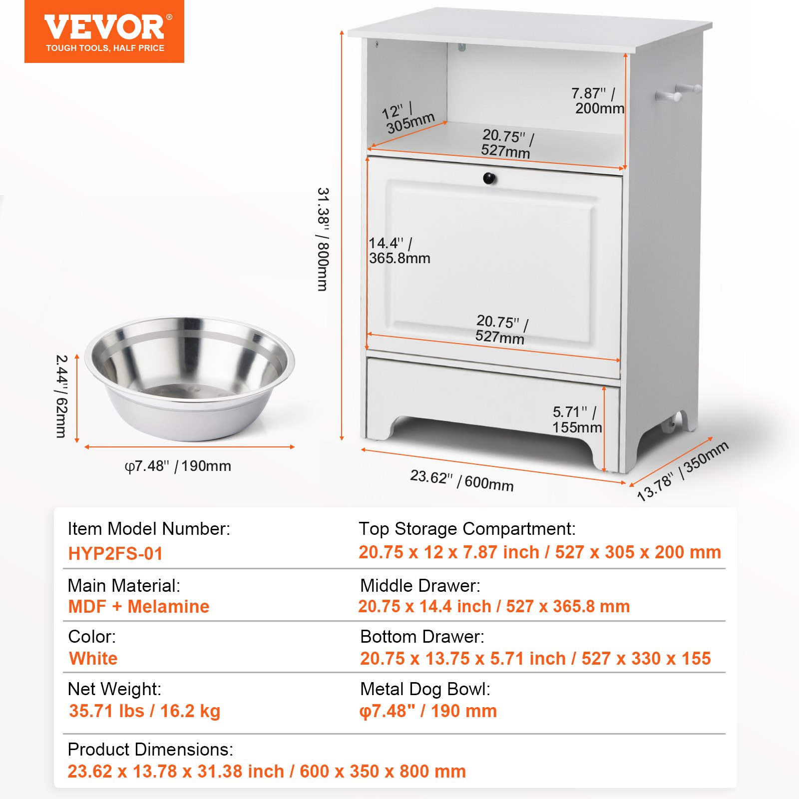 Vevor Pet Feeding Station W/ 2 Elevated Dog Bowls – Nice N Cheap Variety Store Vevor Pet Feeding Station W/ 2 Elevated Dog Bowls - Image 8