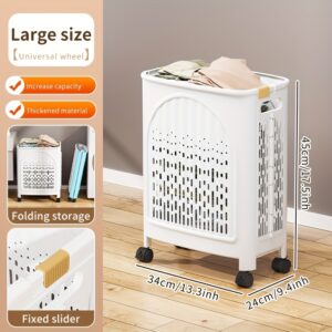 A Wheeled Foldable Plastic Laundry Basket For Design Convenience. - Image 3
