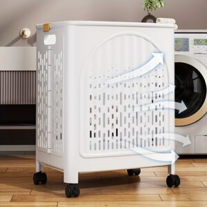 A Wheeled Foldable Plastic Laundry Basket For Design Convenience. - Image 4