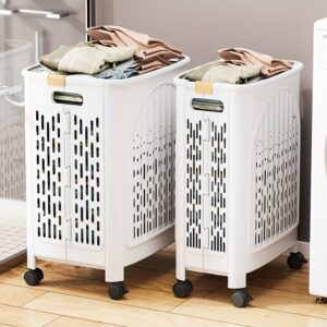 A Wheeled Foldable Plastic Laundry Basket For Design Convenience. - Image 5