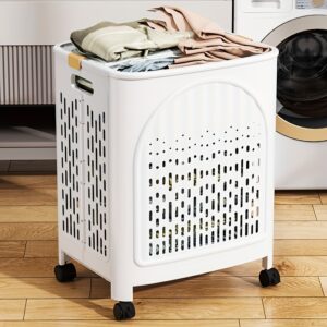 A Wheeled Foldable Plastic Laundry Basket For Design Convenience. - Image 6