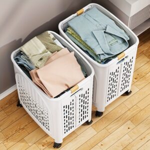 A Wheeled Foldable Plastic Laundry Basket For Design Convenience. - Image 7
