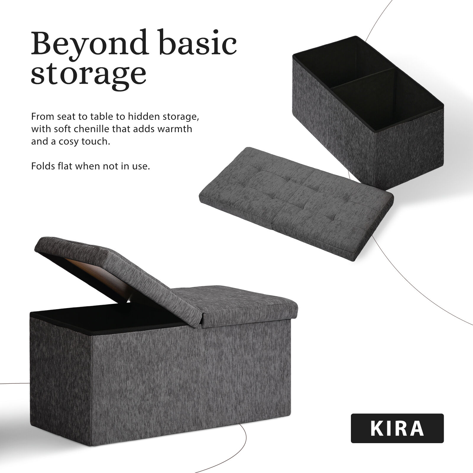 Foldable Storage Ottoman - Flip Lid Side Table – Nice N Cheap Variety Store Foldable Storage Ottoman - Flip Lid Side Table - Image 3