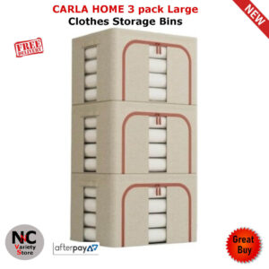 CARLA HOME 3 pack Large Clothes Storage Bins Beige
