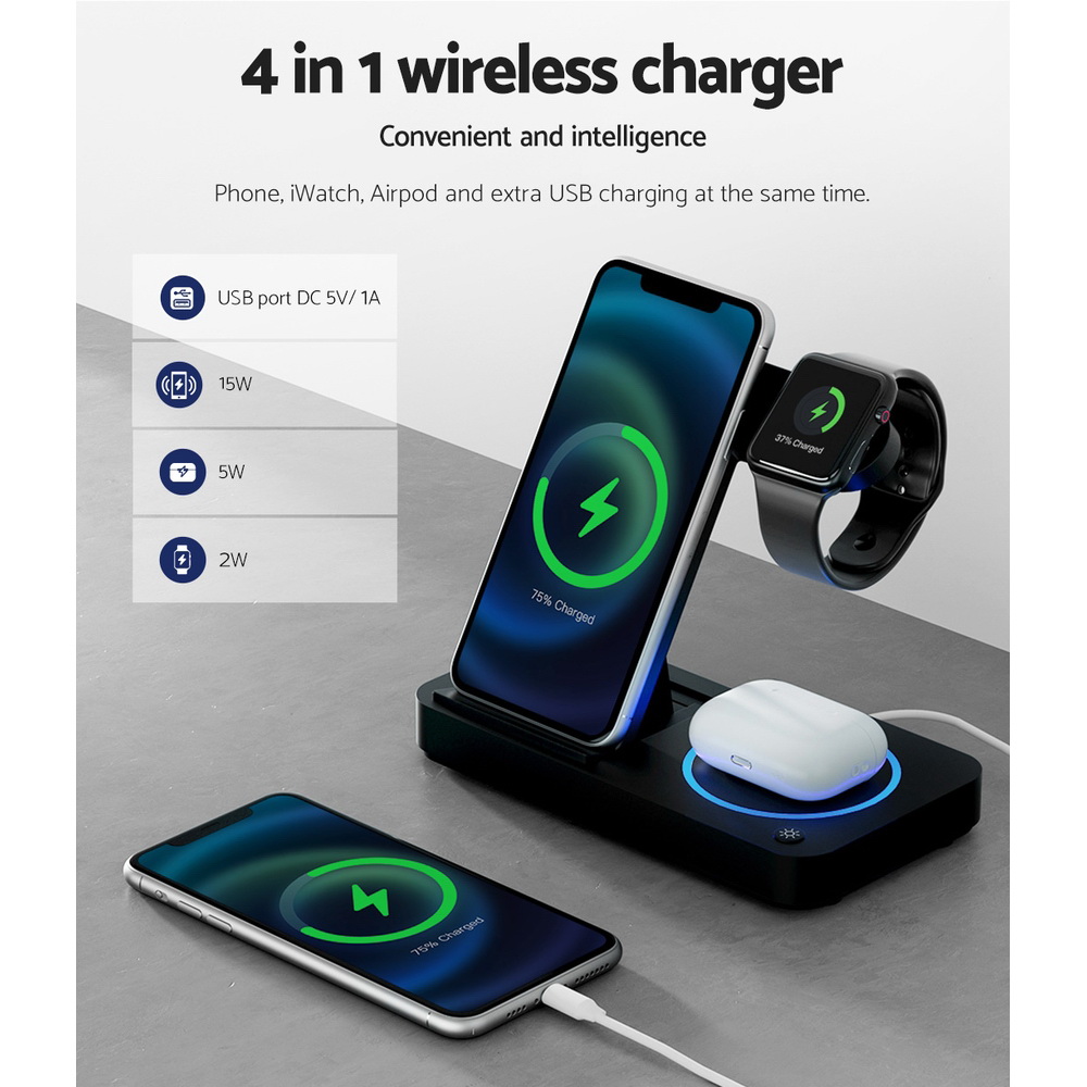 Devanti 4-In-1 Wireless Charger Station For Phone Black – Nice N Cheap Variety Store Devanti 4-In-1 Wireless Charger Station For Phone Black - Image 5