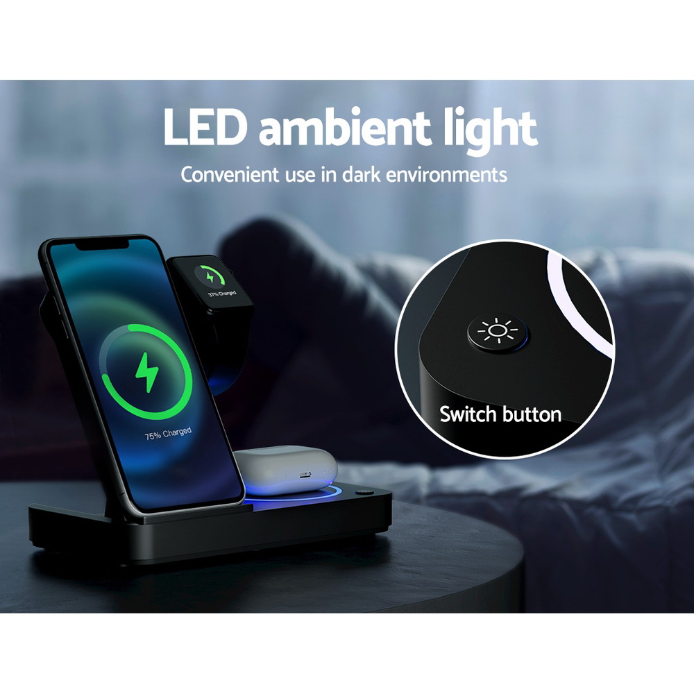 Devanti 4-In-1 Wireless Charger Station For Phone Black – Nice N Cheap Variety Store Devanti 4-In-1 Wireless Charger Station For Phone Black - Image 6