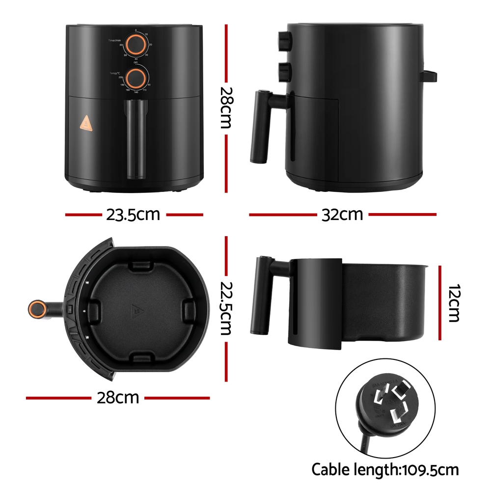 Devanti 4L Air Fryer Knob Control 1500W – Nice N Cheap Variety Store Devanti 4L Air Fryer Knob Control 1500W - Image 2