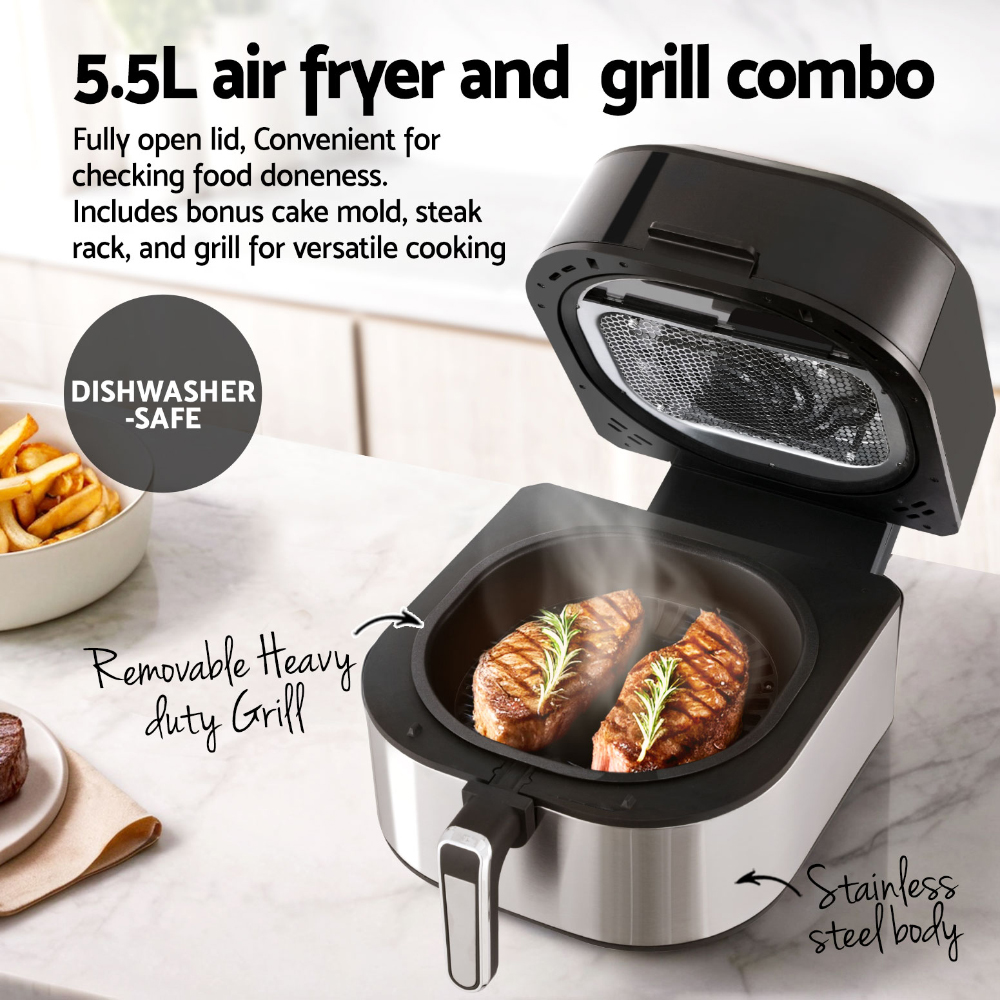 Devanti 5.5L Air Fryer &Amp; Grill Lcd Fryers 1500W – Nice N Cheap Variety Store Devanti 5.5L Air Fryer &Amp; Grill Lcd Fryers 1500W - Image 5
