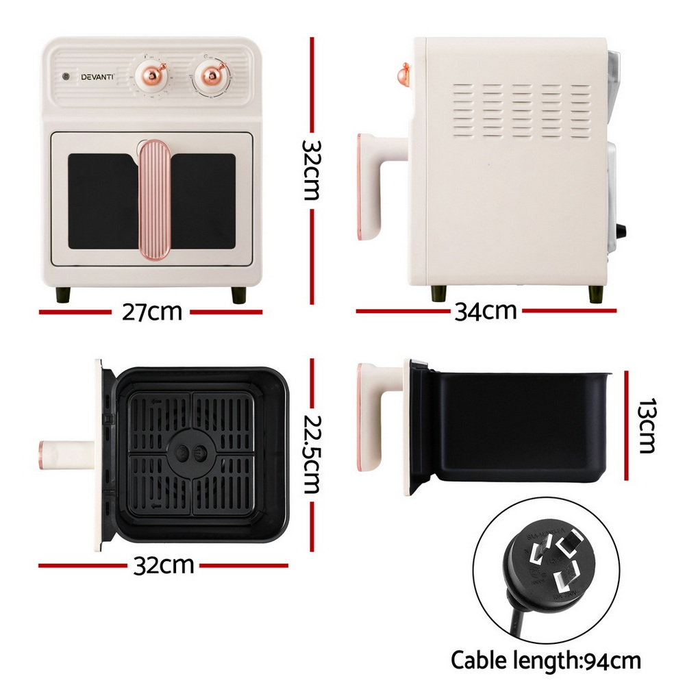 Devanti 6L Air Fryer Knob Control 1700W Cream – Nice N Cheap Variety Store Devanti 6L Air Fryer Knob Control 1700W Cream - Image 2