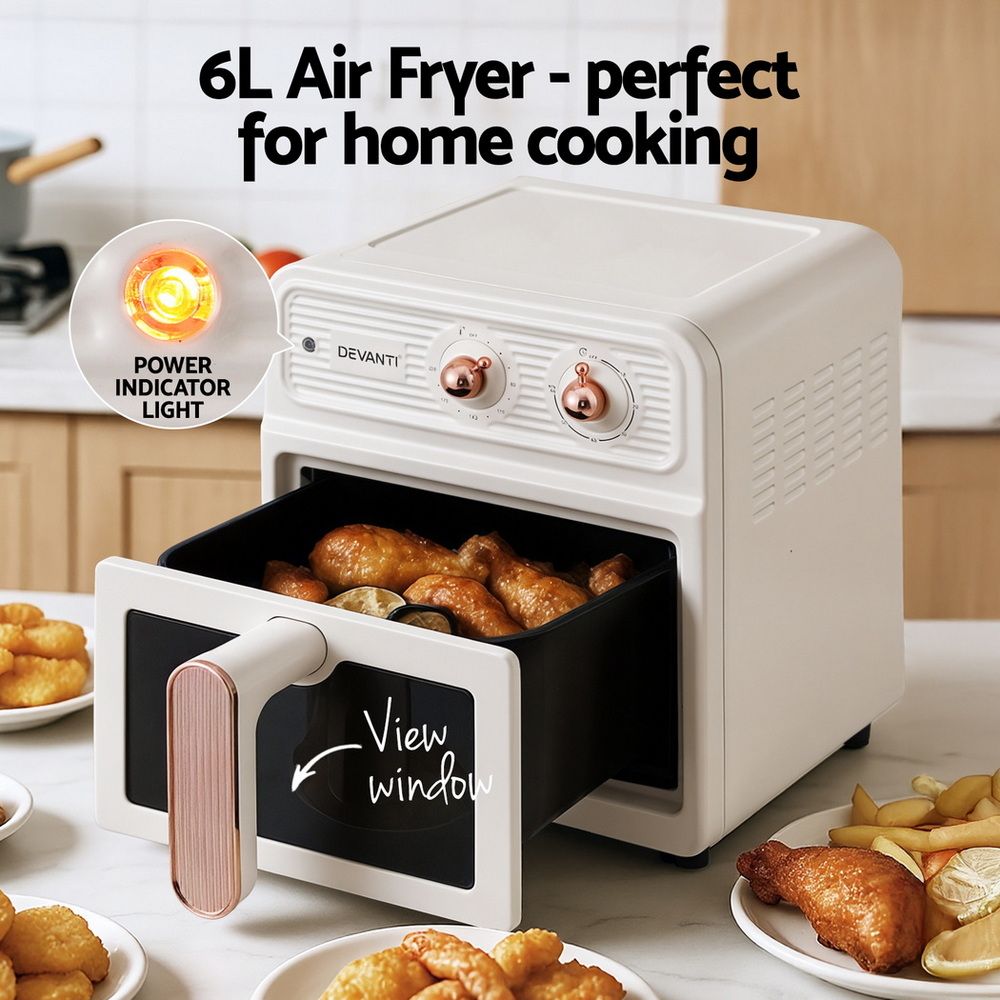 Devanti 6L Air Fryer Knob Control 1700W Cream – Nice N Cheap Variety Store Devanti 6L Air Fryer Knob Control 1700W Cream - Image 5