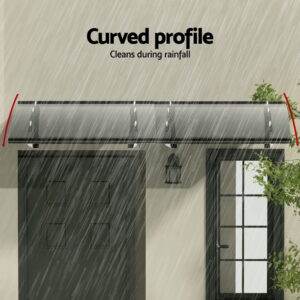 Instahut Window Door Awning Canopy 1Mx2M Grey Solid Sheet Metal Frame - Image 5
