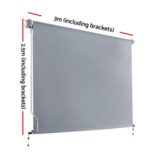 Instahut 3X2.5M Outdoor Blinds Awning Roll Down Screen Fabric Blinds Outdoor Window Shade Grey – Nice N Cheap Variety Store Instahut 3X2.5M Outdoor Blinds Awning Roll Down Screen Fabric Blinds Outdoor Window Shade Grey - Image 2