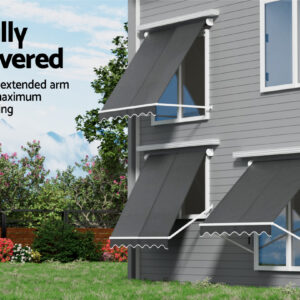 Instahut Retractable Fixed Pivot Arm Window Awning Outdoor Blinds 2.1X2.1M Grey – Nice N Cheap Variety Store Instahut Retractable Fixed Pivot Arm Window Awning Outdoor Blinds 2.1X2.1M Grey - Image 5