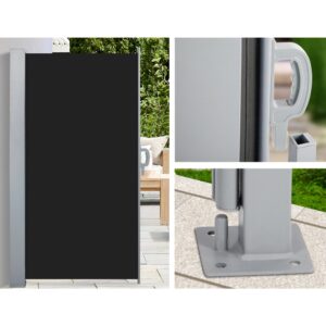 Instahut Side Awning Sun Shade Outdoor Retractable Privacy Screen 2X3M Black - Image 5