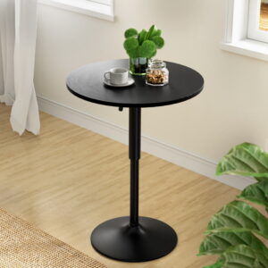 Artiss Bar Table Gas Lift Round Black - Image 8