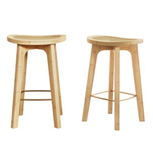 Bamboo Rattan Bar Stools