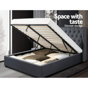 Artiss King Size Gas Lift Bed Frame - Charcoal Issa – Nice N Cheap Variety Store King Size Gas Lift Bed