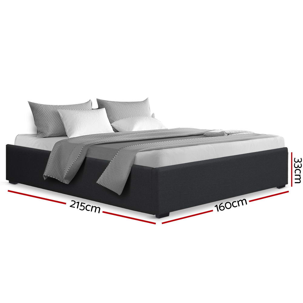Artiss Toki Queen Gas Lift Bed Frame - Charcoal – Nice N Cheap Variety Store Queen Gas Lift Bed Frame