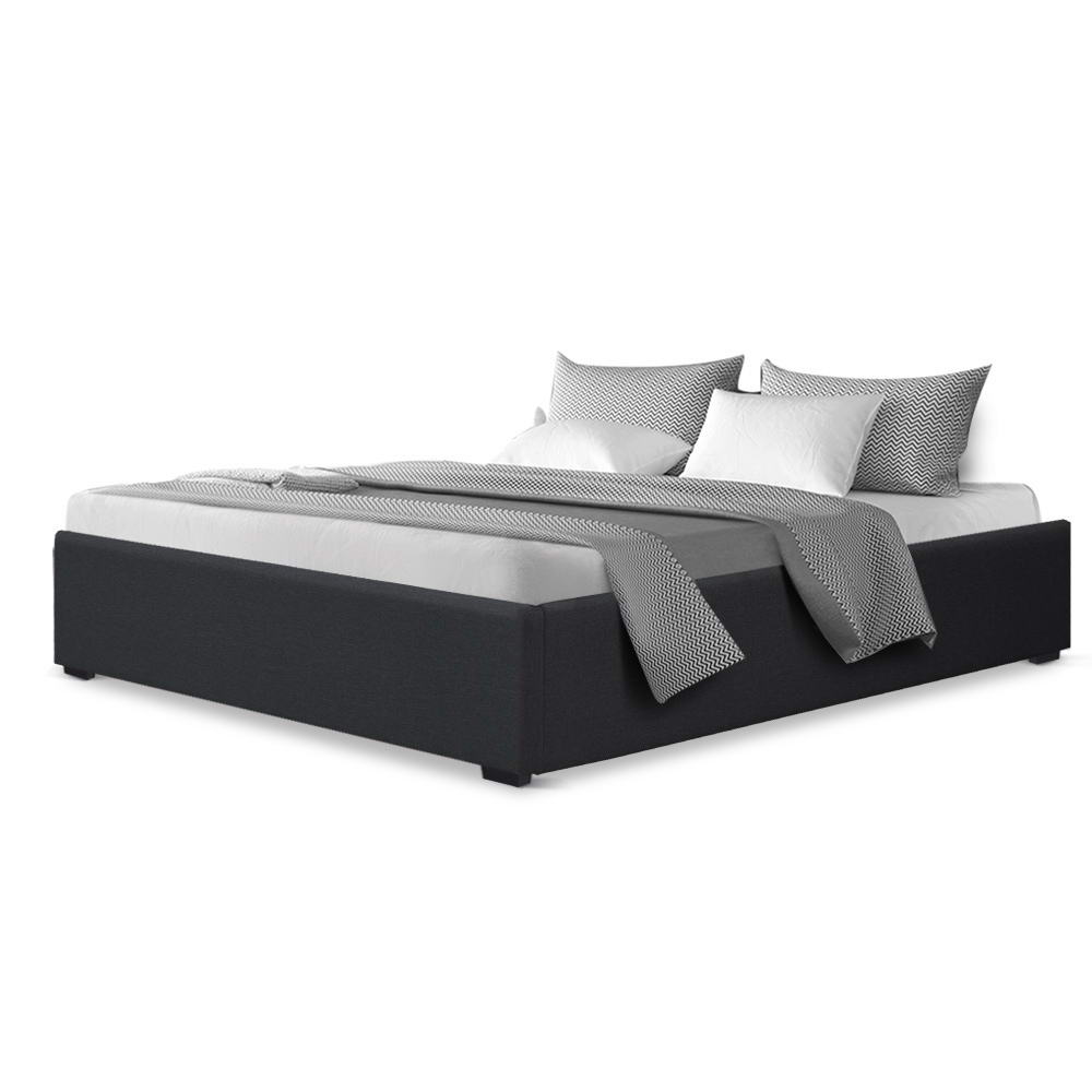 Artiss Toki Queen Gas Lift Bed Frame - Charcoal – Nice N Cheap Variety Store Queen Gas Lift Bed Frame