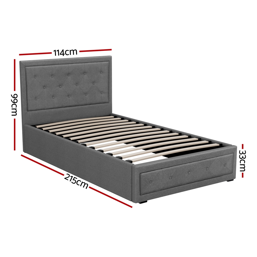 Artiss King Single Gas Lift Bed Frame - Grey Wood – Nice N Cheap Variety Store King Single Gas Lift Bed