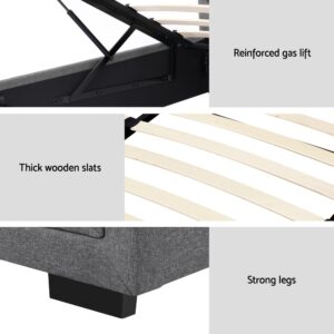 Artiss King Single Gas Lift Bed Frame - Grey Wood – Nice N Cheap Variety Store King Single Gas Lift Bed