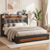 Artiss Double Bed Frame With Gas Lift Storage Led Lights Charging Station Headboard With Open Shelf Product Image Nice N Cheap Variety Store