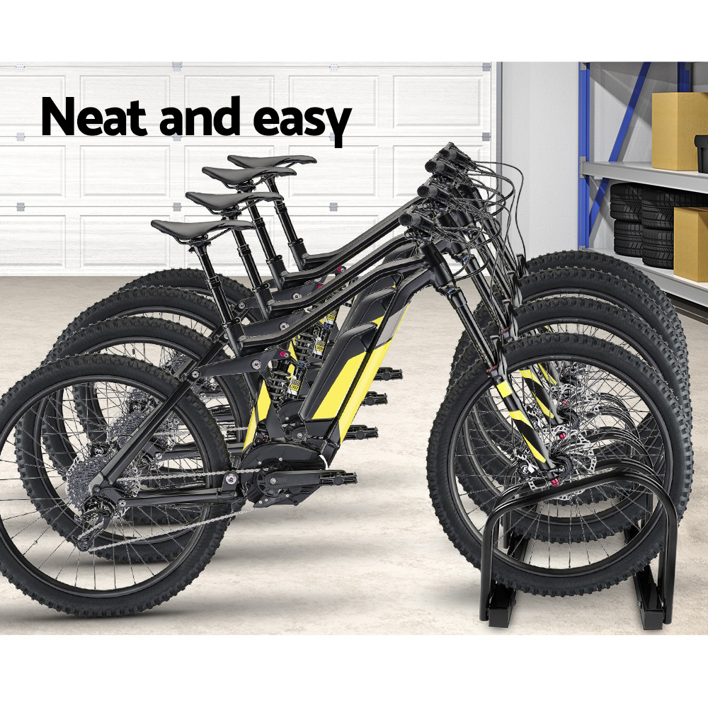 Weisshorn 4 Bike Stand Rack Bicycle Storage Floor Parking Holder Cycling Black – Nice N Cheap Variety Store Weisshorn 4 Bike Stand Rack Bicycle Storage Floor Parking Holder Cycling Black - Image 3