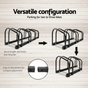 Weisshorn 4 Bike Stand Rack Bicycle Storage Floor Parking Holder Cycling Black – Nice N Cheap Variety Store Weisshorn 4 Bike Stand Rack Bicycle Storage Floor Parking Holder Cycling Black - Image 4