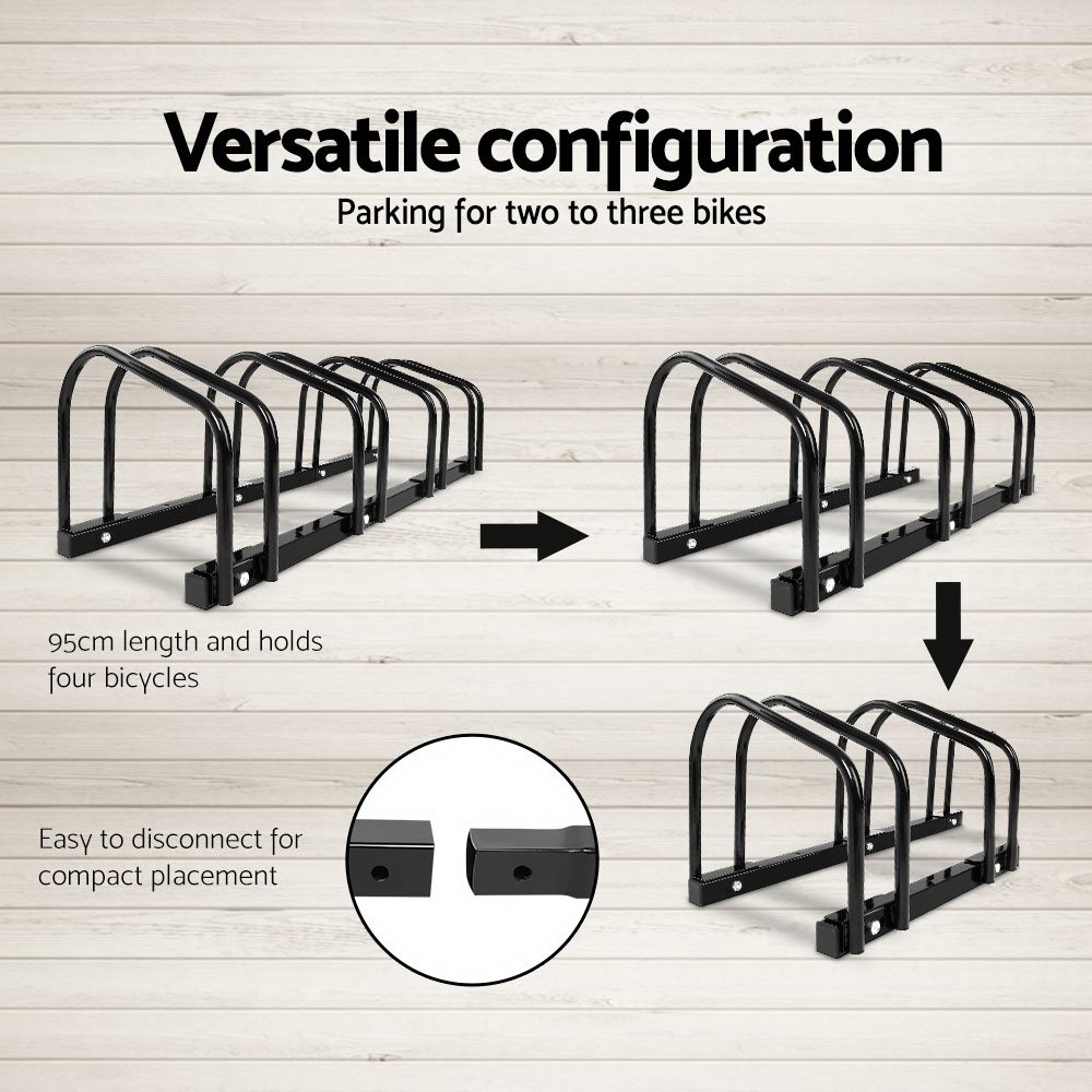 Weisshorn 4 Bike Stand Rack Bicycle Storage Floor Parking Holder Cycling Black – Nice N Cheap Variety Store Weisshorn 4 Bike Stand Rack Bicycle Storage Floor Parking Holder Cycling Black - Image 4