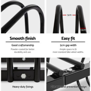 Weisshorn 4 Bike Stand Rack Bicycle Storage Floor Parking Holder Cycling Black – Nice N Cheap Variety Store Weisshorn 4 Bike Stand Rack Bicycle Storage Floor Parking Holder Cycling Black - Image 5