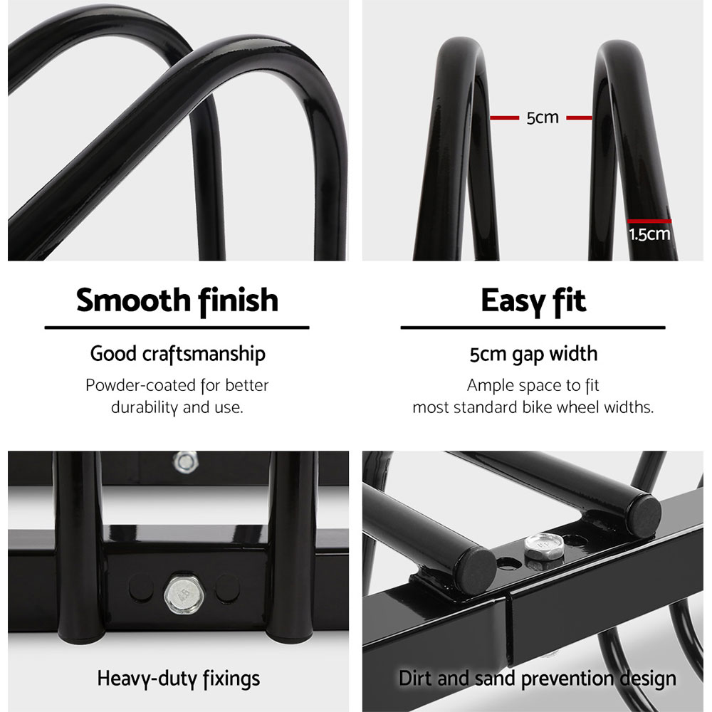 Weisshorn 4 Bike Stand Rack Bicycle Storage Floor Parking Holder Cycling Black – Nice N Cheap Variety Store Weisshorn 4 Bike Stand Rack Bicycle Storage Floor Parking Holder Cycling Black - Image 5