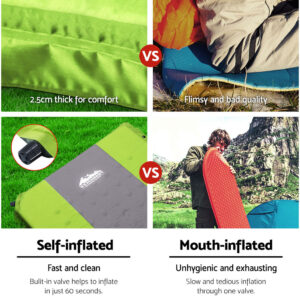 Weisshorn Self Inflating Mattress Camping Sleeping Mat Air Bed Pad Single Green - Image 5