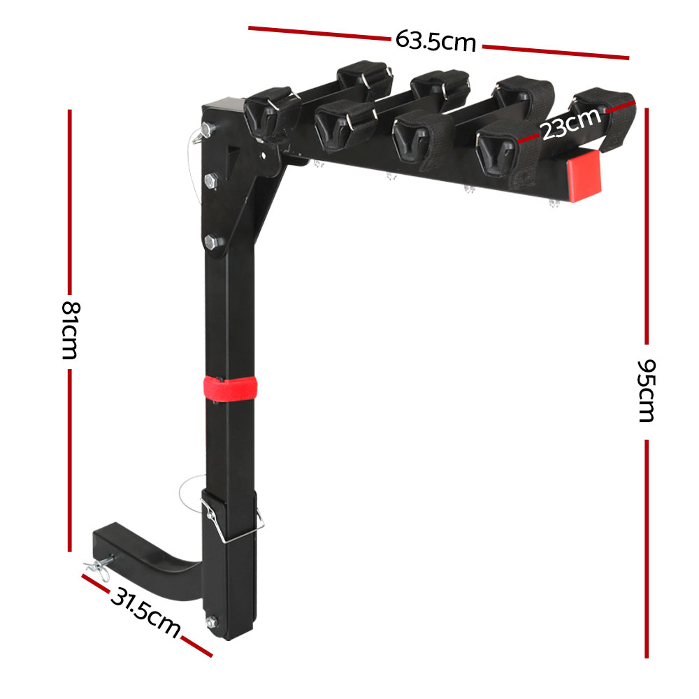 Giantz 4 Bicycle Bike Carrier Rack Car 2&Quot; Hitch Mount Foldable Black,Giantz 4 Bicycle Bike Carrier Rack Car 2&Quot; Hitch Mount Foldable Black – Nice N Cheap Variety Store Giantz 4 Bicycle Bike Carrier Rack Car 2&Quot; Hitch Mount Foldable Black,Giantz 4 Bicycle Bike Carrier Rack Car 2&Quot; Hitch Mount Foldable Black - Image 2
